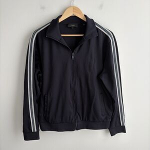 Vince Black Performance Jacket and Joggers with White Stripes track suit.